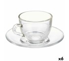 Cup with Plate Transparent Glass 85 ml (6 Units)