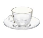 Taza con Plato Transparente Vidrio 85 ml (6 Unidades)