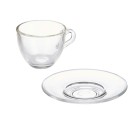 Cup with Plate Transparent Glass 85 ml (6 Units)