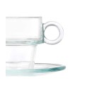Cup with Plate Transparent Glass 90 ml (6 Units)