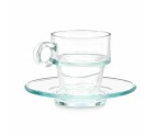 Cup with Plate Transparent Glass 90 ml (6 Units)