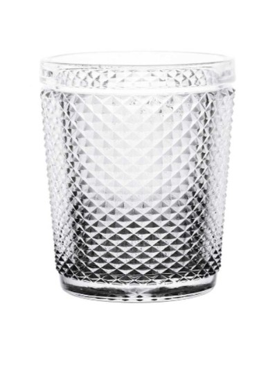 Vaso Diamante Transparente Antracita Vidrio 300 ml (6 Unidades)