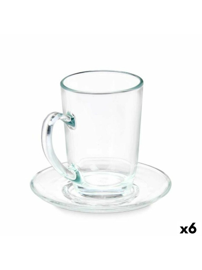 Tasse avec sous-tasse Transparent verre 200 ml (6 Unités)