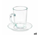 Tasse avec sous-tasse Transparent verre 200 ml (6 Unités)