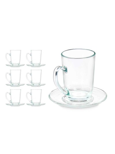 Tasse avec sous-tasse Transparent verre 200 ml (6 Unités)