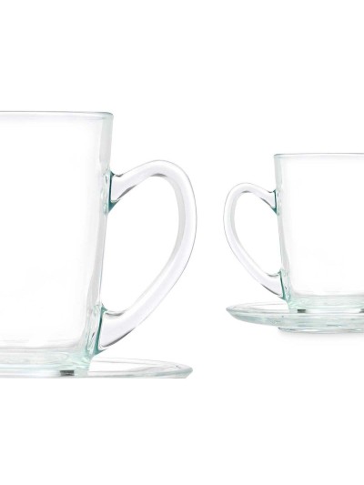 Tasse avec sous-tasse Transparent verre 200 ml (6 Unités)