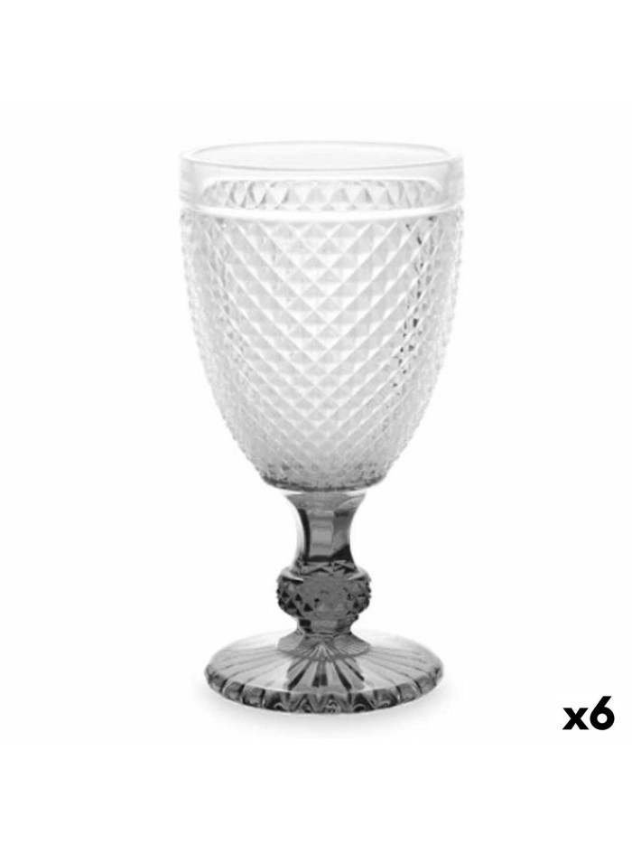Wineglass Diamond Transparent Anthracite Glass 256 ml (6 Units)