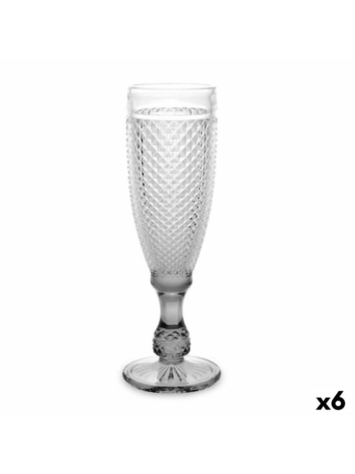 Copa de champán Diamante Transparente Antracita Vidrio 185 ml (6 Unidades)