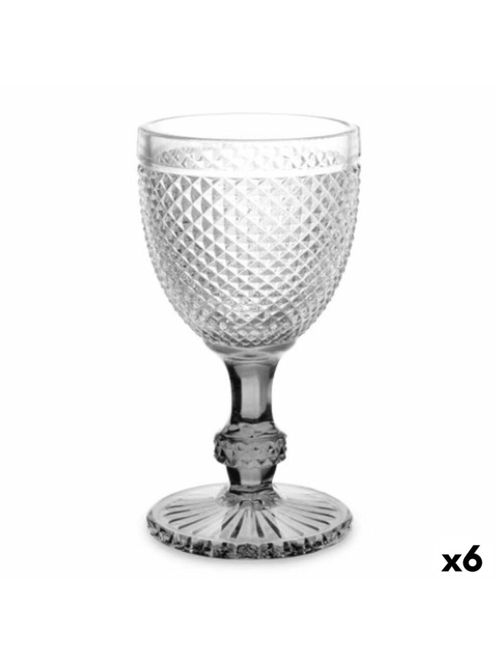 Wine glass Diamond Transparent Anthracite Glass 330 ml (6 Units)