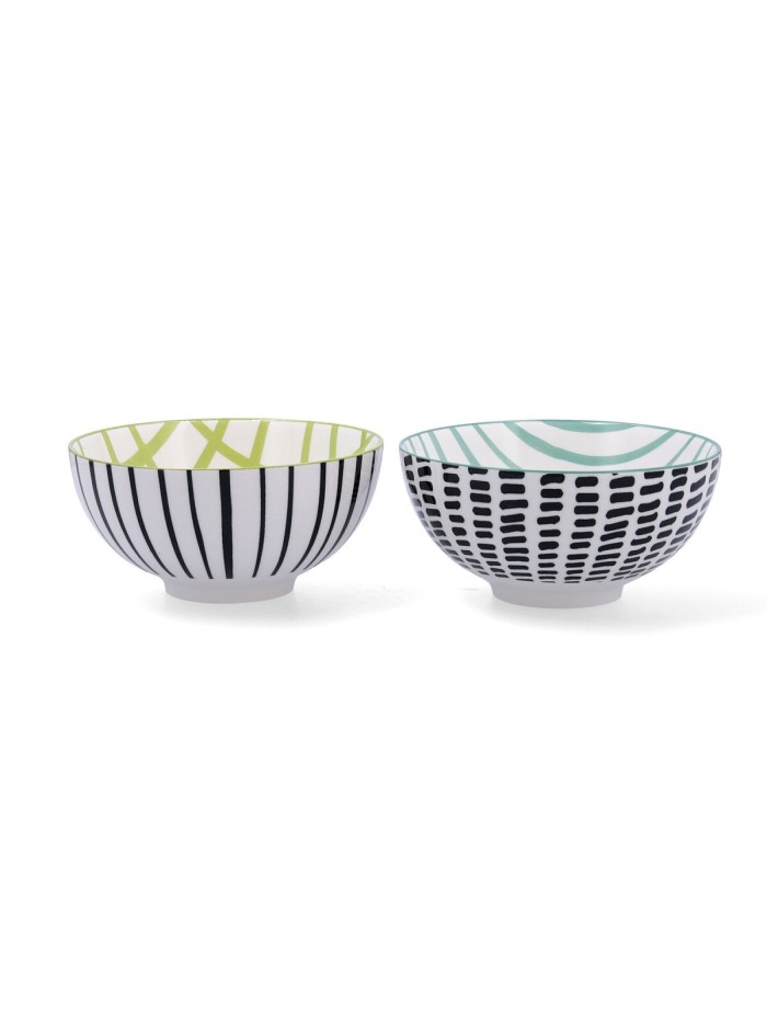 Set of bowls Bidasoa Zigzag Multicolour Ceramic 15 x 15 x 7,3 cm (2 Pieces)