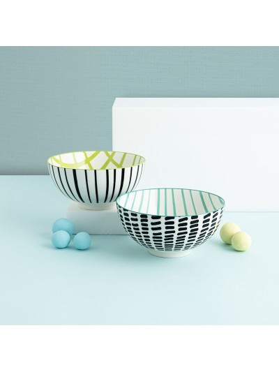 Set of bowls Bidasoa Zigzag Multicolour Ceramic 15 x 15 x 7,3 cm (2 Pieces)