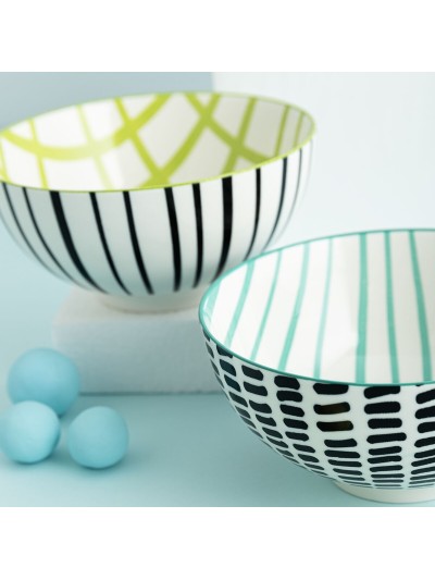 Set of bowls Bidasoa Zigzag Multicolour Ceramic 15 x 15 x 7,3 cm (2 Pieces)