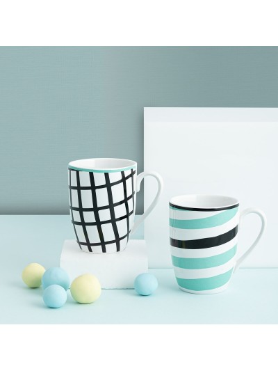 Cup Bidasoa Zigzag Multicolour Ceramic 2 Pieces 330 ml