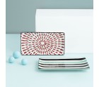 Snack tray Bidasoa Zigzag Multicolour Ceramic Rectangular 20 x 11 cm 2 Units