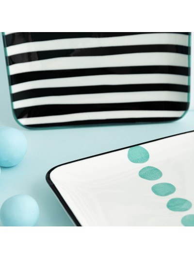 Snack tray Bidasoa Zigzag Multicolour Ceramic Squared 15 x 15 cm 2 Units