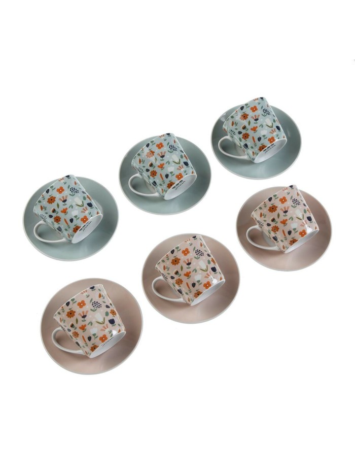 Set of 6 teacups with plates Versa Jacinta Porcelain