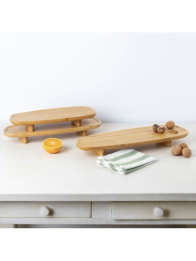 Bandeja de Aperitivos Bidasoa Bambu Marrón Madera 40 x 15,5 x 4,8 cm