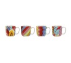 Piece Coffee Cup Set DKD Home Decor Multicolour Coral Bamboo Dolomite Modern 180 ml