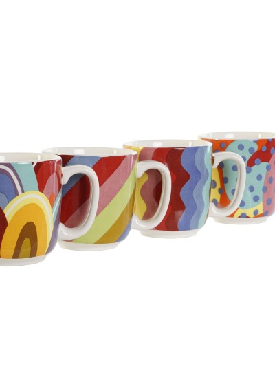 Juego de Tazas de Café DKD Home Decor Multicolor Coral Bambú Dolomita Moderno 180 ml
