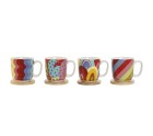 Juego de Tazas de Café DKD Home Decor Multicolor Coral Bambú Dolomita Moderno 180 ml