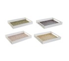 Tray DKD Home Decor Green Mustard Dark brown Light Pink MDF Wood 40 x 30 x 5 cm (4 Units)