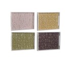 Tray DKD Home Decor Green Mustard Dark brown Light Pink MDF Wood 40 x 30 x 5 cm (4 Units)