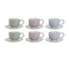 Juego de Tazas de Café DKD Home Decor Azul Blanco Verde Lila Metal Dolomita 180 ml