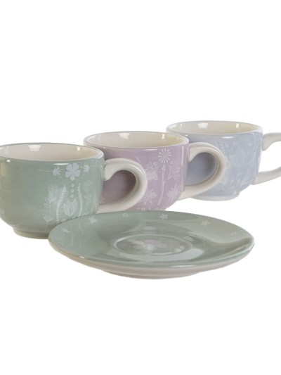 Piece Coffee Cup Set DKD Home Decor Blue White Green Lilac Metal Dolomite 180 ml