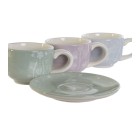 Piece Coffee Cup Set DKD Home Decor Blue White Green Lilac Metal Dolomite 180 ml