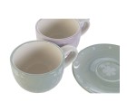 Piece Coffee Cup Set DKD Home Decor Blue White Green Lilac Metal Dolomite 180 ml