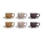 Piece Coffee Cup Set DKD Home Decor Yellow Pink Mustard Lilac Metal Dolomite 180 ml