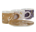 Juego de Tazas de Café DKD Home Decor Amarillo Rosa Mostaza Lila Metal Dolomita 180 ml