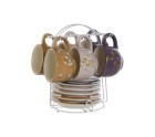 Juego de Tazas de Café DKD Home Decor Amarillo Rosa Mostaza Lila Metal Dolomita 180 ml