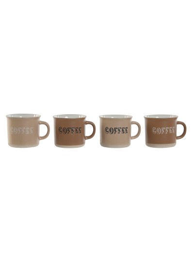 Ensemble de tasses à café Home ESPRIT Marron Grès 180 ml 4 Pièces