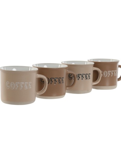 Juego de Tazas de Café Home ESPRIT Marrón Gres 180 ml 4 Piezas
