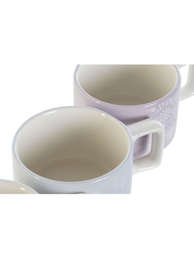 Piece Coffee Cup Set DKD Home Decor Green Sky blue Lilac Metal Bamboo Dolomite 260 ml