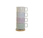 Juego de Tazas de Café DKD Home Decor Verde Azul cielo Lila Metal Bambú Dolomita 260 ml