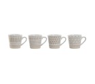 Juego de Tazas de Café Home ESPRIT Blanco Beige Gres 180 ml 4 Piezas