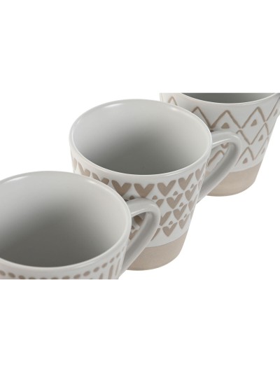 Ensemble de tasses à café Home ESPRIT Blanc Beige Grès 180 ml 4 Pièces