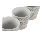 Ensemble de tasses à café Home ESPRIT Blanc Beige Grès 180 ml 4 Pièces