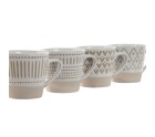 Piece Coffee Cup Set Home ESPRIT White Beige Stoneware 180 ml 4 Pieces