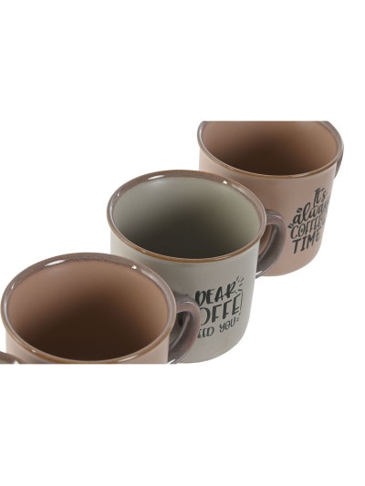 Juego de Tazas de Café Home ESPRIT Azul Rosa Gres 180 ml 4 Piezas