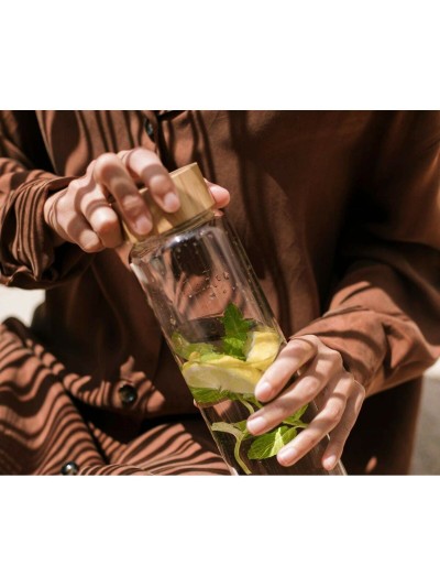 Bottle Andrea House ms70099 Glass Bamboo 1 L