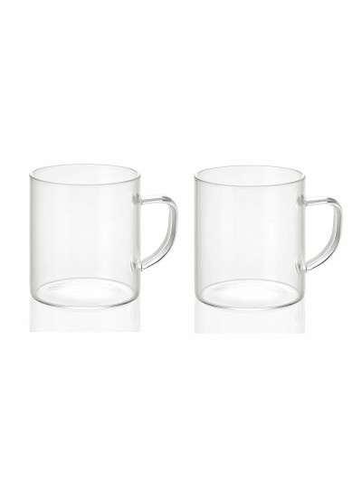 Ensemble de 2 mugs Andrea House ms19209 Transparent verre 300 ml 2 x 300 ml Ø 7,5 x 8,5 cm