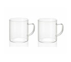 2 Piece Mug Set Andrea House ms19209 Transparent Glass 300 ml 2 x 300 ml Ø 7,5 x 8,5 cm