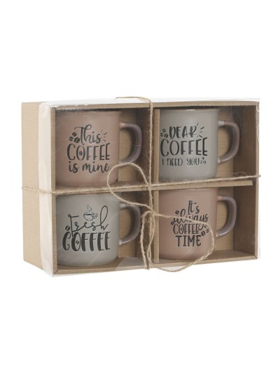 4 Piece Mug Set Home ESPRIT Blue Pink Stoneware 285 ml 9 x 7 x 8 cm