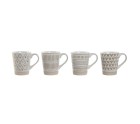 4 Piece Mug Set Home ESPRIT White Beige Stoneware 360 ml 9 x 7 x 10,6 cm