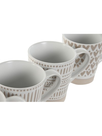4 Piece Mug Set Home ESPRIT White Beige Stoneware 360 ml 9 x 7 x 10,6 cm