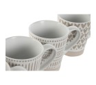4 Piece Mug Set Home ESPRIT White Beige Stoneware 360 ml 9 x 7 x 10,6 cm