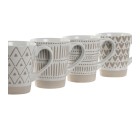 Ensemble de 4 mugs Home ESPRIT Blanc Beige Grès 360 ml 9 x 7 x 10,6 cm
